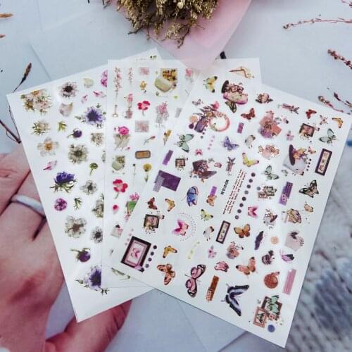 3D Nail Sticker Spring Flower and Butterfly Design DIY Tips Nail Art Decoration Packaging Self-adhesive Transfer Decal Slider