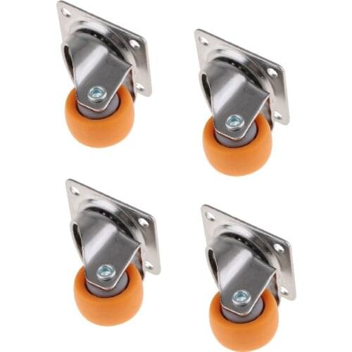 4pcs Nylon All Swivel Caster Wheels Plate Castor for Trolleys, Carts, Sofa, Bed, Orange 32mm, 17kg