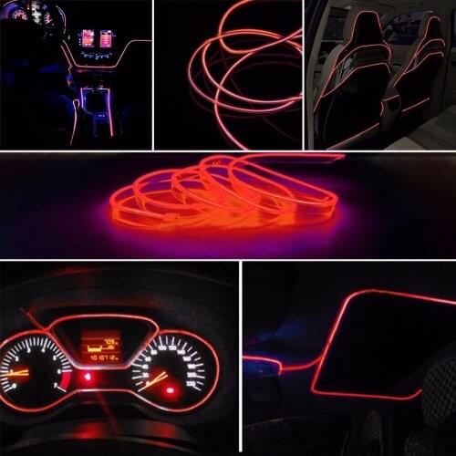 5m Car EL Neon Light Strip Auto Dance Party Interior Decor LED lamp Flexible EL Wire Rope Tube Tape Cable Waterproof LED Strip
