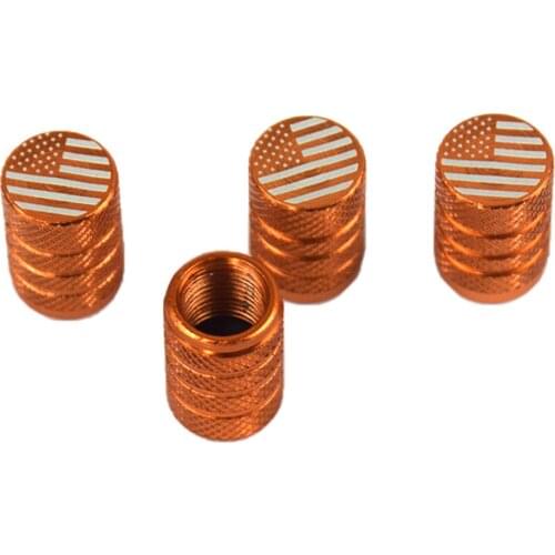 8x) American USA Flag Tire/Wheel Stem Air Valve CAPS Set Car Truck Orange