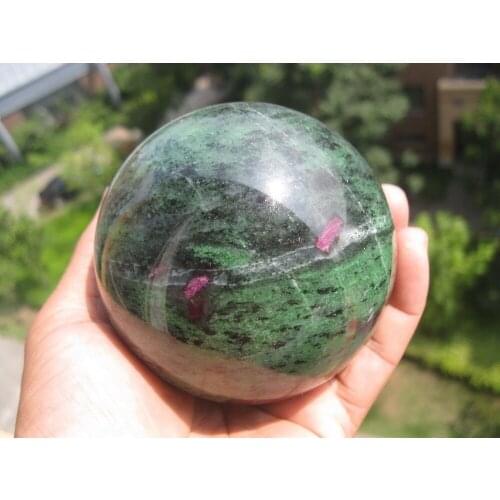 918g(2.02lb) Natural Green Ruby Zoisite Gem Stone Crystal sphere healing