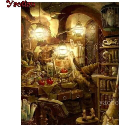 Full Square Drill 5D Diy Diamond Painting Dwarf Apple Diamond Embroidery Cross Stitch Kit Witch House Diamond Mosaic Home Decor