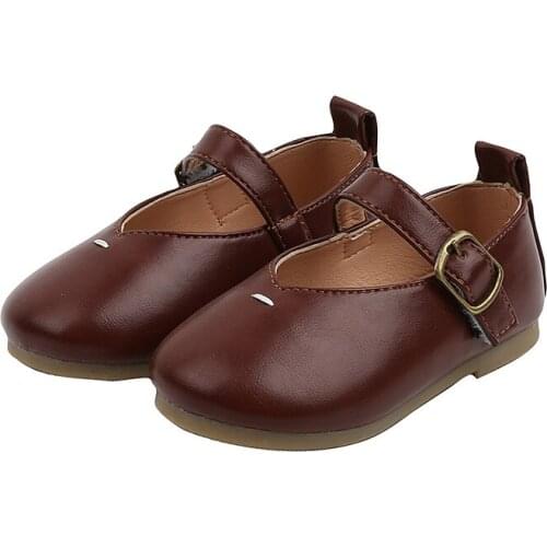 Children Leather Shoes Casual Spring Kids Single Shoes Solid Color Flat Bottom Girl Princess Shoe 2020 New SHS051