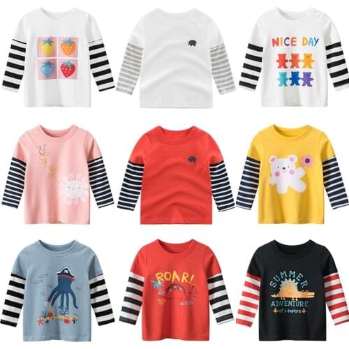 Kids T Shirts Boys Girls Children Tee Tops Long Sleeves Print Cartoon Toddler Baby Clothing Clothes Spring Autumn Winter For 2-7