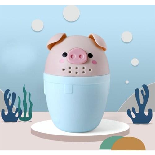 Baby Bath Caps Cute Cartoon Pig Toddle Shampoo Cup Children Bathing Bailer Baby Shower Spoons Washing Hair Cup Kids Bath Tool