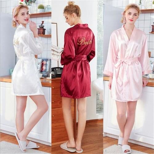 Hen party satin bathrobe team bridesmaid ladies robes wedding decoration bride nightgown party bachelor party bride shower-7