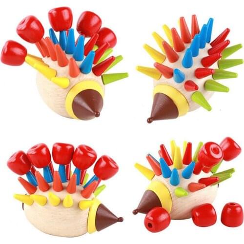 DIY magnetic colorful Hedgehog knocked toys wooden building blocks children early childhood education Toys For Kids Gifts
