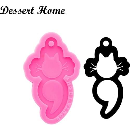 DY0682 Bright CAT SEMICOLON Resin Keychain , Silicone Molds, DIY Epoxy Jewellery Making, Sculpture Molding Casting Products