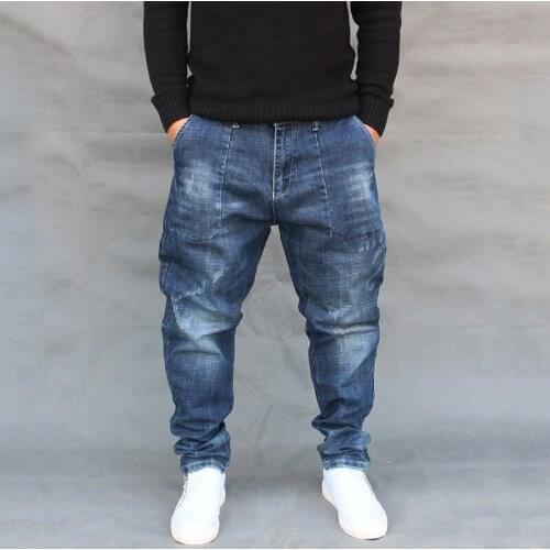 Jeans Men 2020 New Korean Jeans Mens Conical Feet Harem Pants Large Size Street Dance Hip Hop Pants More Sizes 29-40