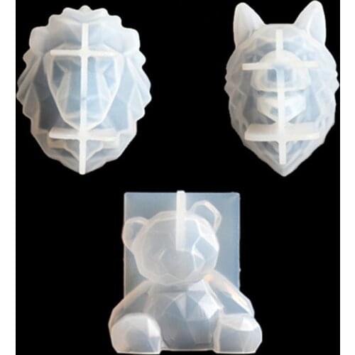 Geometric bear silicone mold DIY stereo mirror mold mousse ornaments ornament mold