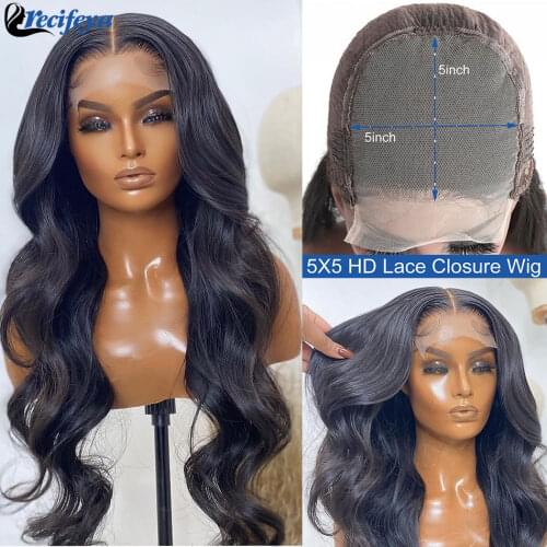 HD 5x5 Body Wave Lace Closure Wig 28 30 Inch 100% Remy Human Hair Lace Wigs 13X4 Brazilian Body Wave Human Hair Lace Front Wig