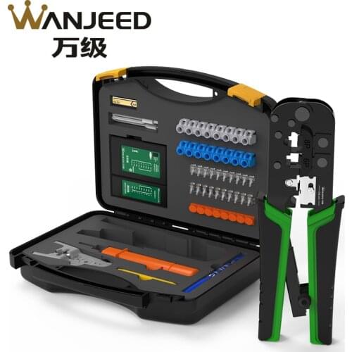WANJEED Network TooKit Wire Crimper Stripper Cutter in one lan cable connector install Toolset