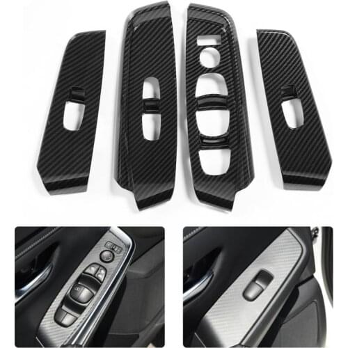 4pcs Carbon Fiber Pattern Window Lift Panel Switch Cover Trim Fit for Nissan Sylphy Sentra 2020 Car Accessories Interior ABS