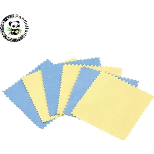 Square Suede Fabric Silver Cleaning Cloth Mixed Color 7.85~8x7.85~8x0.02~0.04cm; 50pcs/set