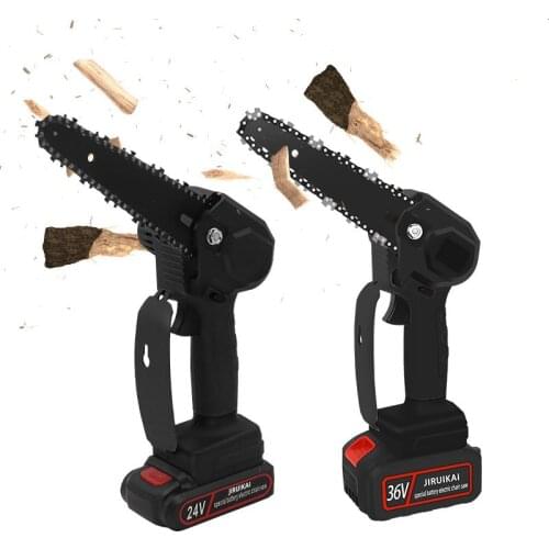24V Mini Cordless Electric Saw 6 Inch Thermostat Chainsaw with 2pcs Lithium Battery for Logging Wood Cutting Power Tools