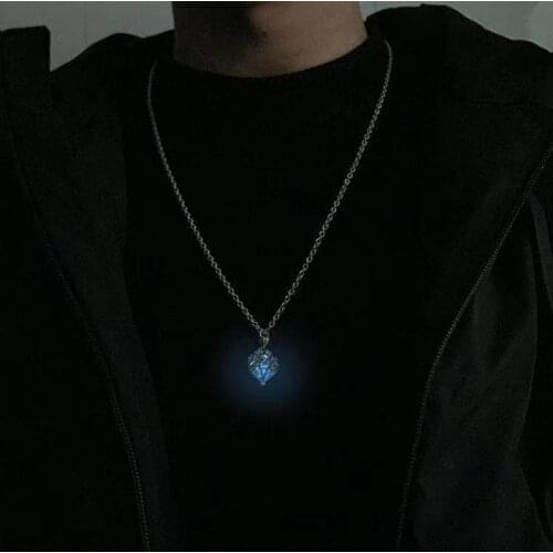 Tide Brand Hip-hop Personality Ins Creative Luminous Tree of Life Luminous Building Empty Men and Women Couple Necklace Metal