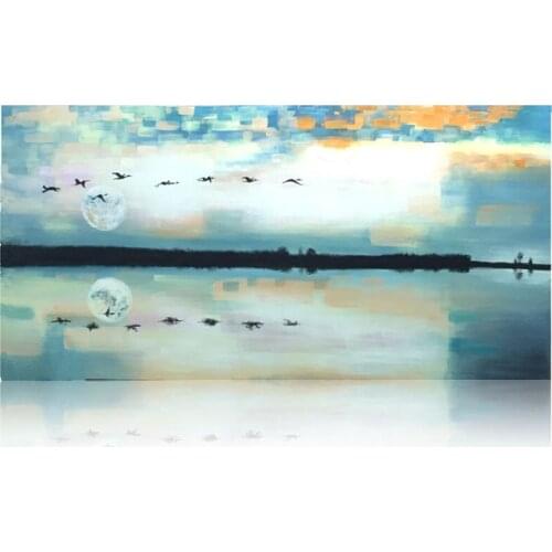 Natural beauty oil painting Hand Painted Modern seagulls sky Oil Painting on CanvasWall Decor Landscape oil painting Room Decor