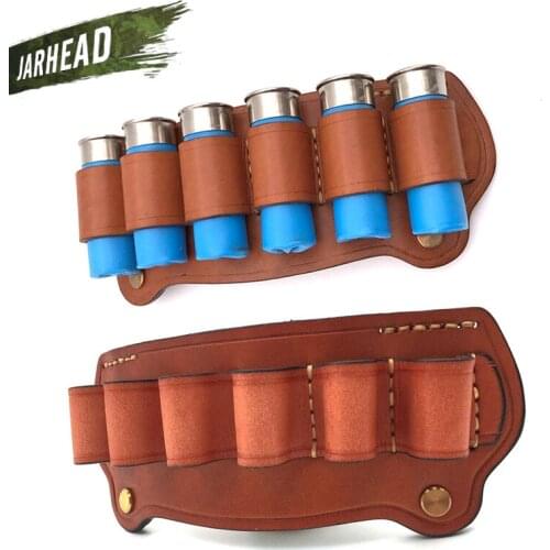 Hunting 12th Cowhide Tactical Bullet Pouches Leather Portable 12 Buttstock Shell Bullet Holder Pouches