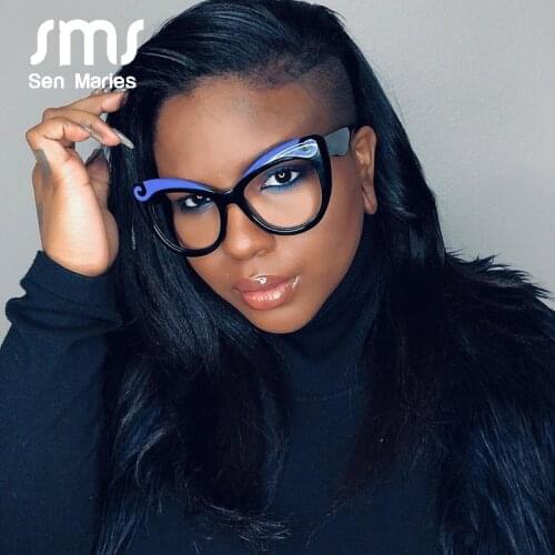 Fashion Cat Eye Women Glasses Frame Clear Lens Eyewear Female Optical Eyeglasses Frame Men Anti-Blu-Ray Goggle Eyeglasses