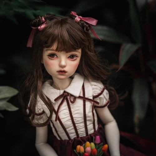 BJD Doll Wig Suitable 1/6 1/4 MSD Size Soft Filament High Temperature Filament Braid with Straight-fringe Curl doll accessories