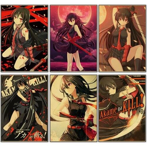 Akame Ga KILL Retro Anime Poster And Prints Japanese Animation Superhero TV Figure Home Bar Bedroom Decoration Wall Art Pictures