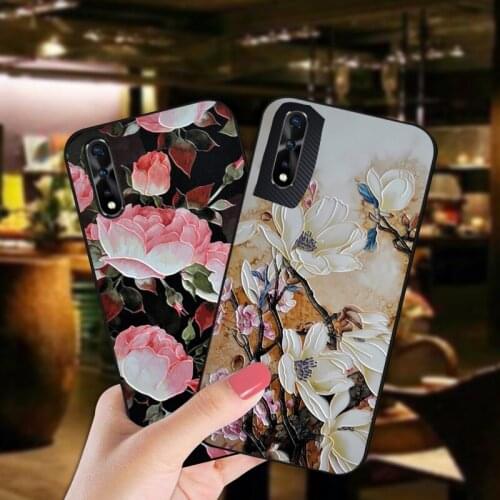 Luxury 3D Relief Flower Case For Vivo V17 Neo S1 Pro V15 Bumper Matte Back Cover For Vivo IQOO 3 7 5 Pro Z1X U1X U3