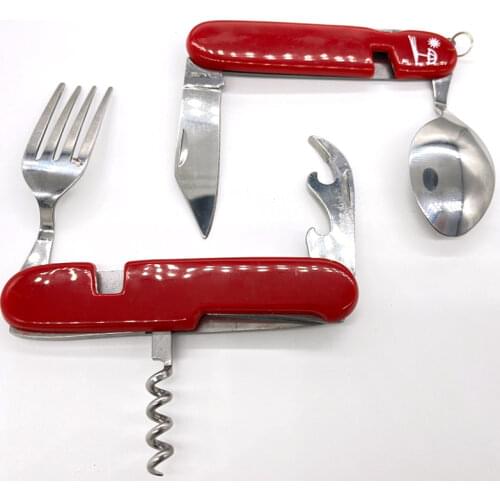 Detachable Multi Tool Spoon Fold Spork Fork Portable Picnic Camp Flatware Tableware Knife Cutlery Bottle Can Opener Outdoor