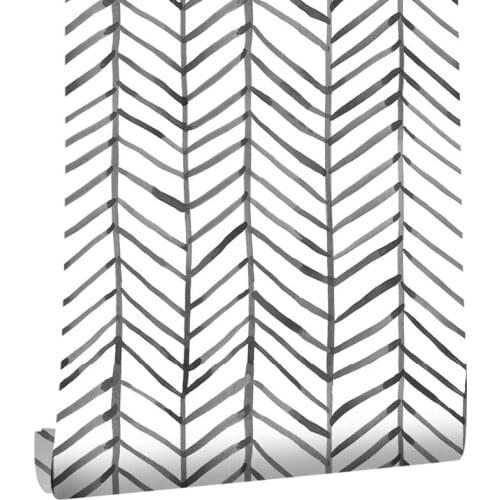Modern Striped Peel Wallpaper Herringbone Black And White Vinyl Self-Adhesive Wall Stickers Suitable For Bedroom Home Decoration