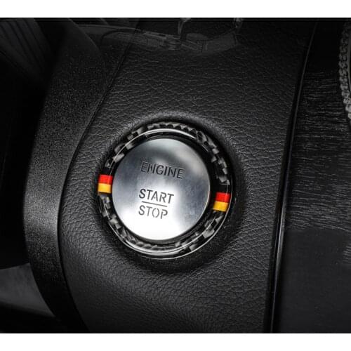 Carbon Fiber Car Engine Start Stop Ignition Key Ring Sticker For Mercedes C W205 C180 C200 GLC Start Button Key