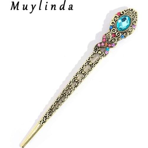 Muylinda Crystal Metal Hair Stick Vintage Simple Hairpin Accessories Vintage Hair Pin For Women Banquet Hair Jewelry