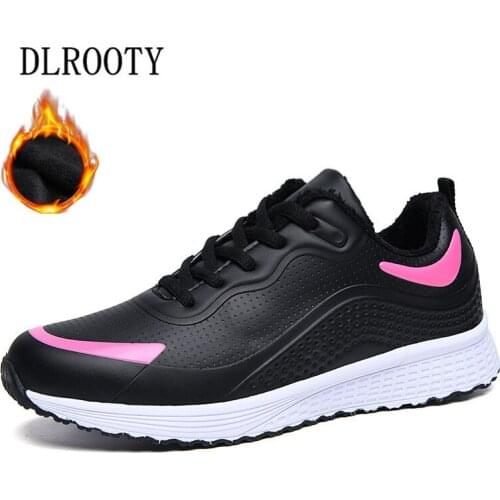 Winter Sneakers Women Flats Casual Shoes Warm Snow Boots Short Plush Fashion Outdoor Female Platform Leather Walk