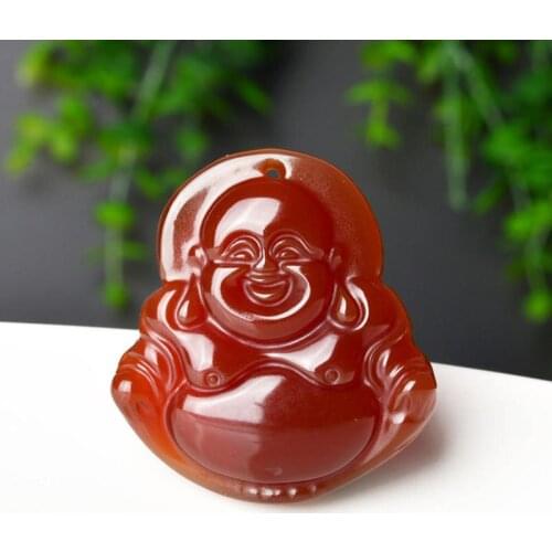 10PCS Buddhist Buddha Amulet Real Red Agates Mile FO Smile Buddha Maitreya Amulet Pendants for Man TBP369
