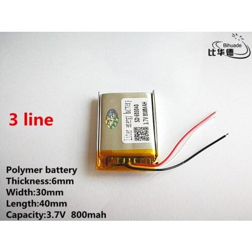 10pcs/lot 3 line Good Qulity 3.7V,800mAH,603040 Polymer lithium ion / Li-ion battery for TOY,POWER BANK,GPS,mp3,mp4