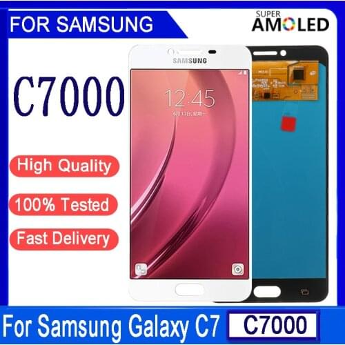 100% teste Super AMOLED For Samsung Galaxy C7 C7000 SM-C7000 LCD Display Touch Screen Digitizer Assembly Replacement For C7 LCD