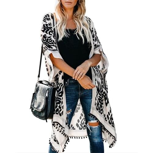 2021 Casual Fashion Print Chiffon Kaftan Beach Cover Up Cardigan Shawl Swimwear Women Summer Swimsuit Pareos Cape Saida De Praia