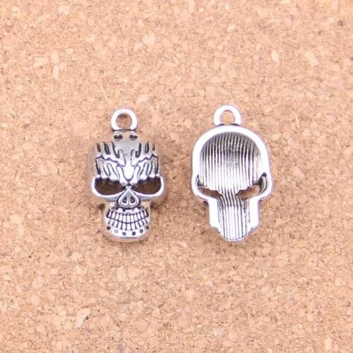 38pcs Charms skeleton head skull 21x13mm Antique Pendants,Vintage Tibetan Silver Jewelry,DIY for bracelet necklace