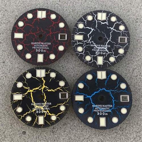 4-color Cracked Dail C3 Marker Dsea Luminous Dial 28.5mm For SKX007/009 NH35/4R36 Movement
