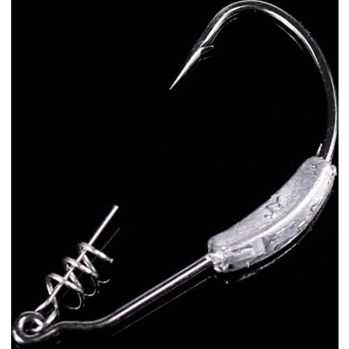 5pcs/pack lead weight crank hook 2g 2.5g 3g 5.25g 7g attached with lead weight frewater bass lure fishing hook soft bait mate