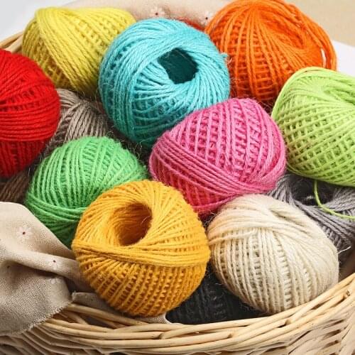 50M Natural Burlap Hessian Jute Wedding Decor Twine Cord Hemp Colorful Rope Packing Strings Christmas Event & Party Supplies