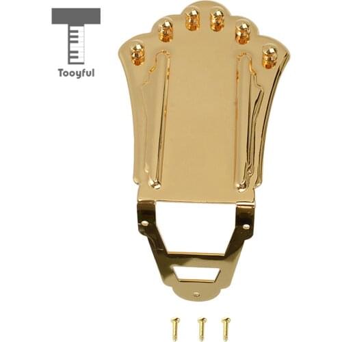 Tooyful 6 String Guitar Tailpiece Bridge for Archtop Jazz Guitar Replacement Parts Golden