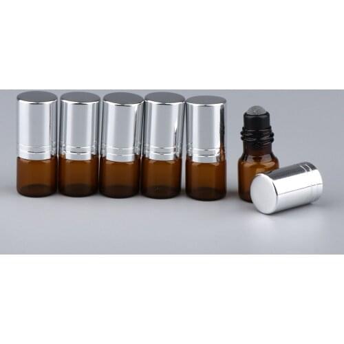 6 Pieces 2ml Empty Glass Roll-on Bottles with Glass Roller Balls for Oils
