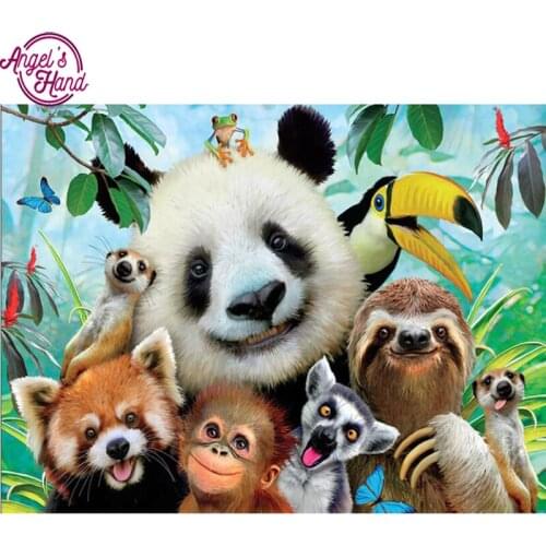 5d Diy Diamond Painting animals Pandas Monkeys Full Square Diamond Embroidery Cross Stitch Rhinestone Mosaic Home Gift