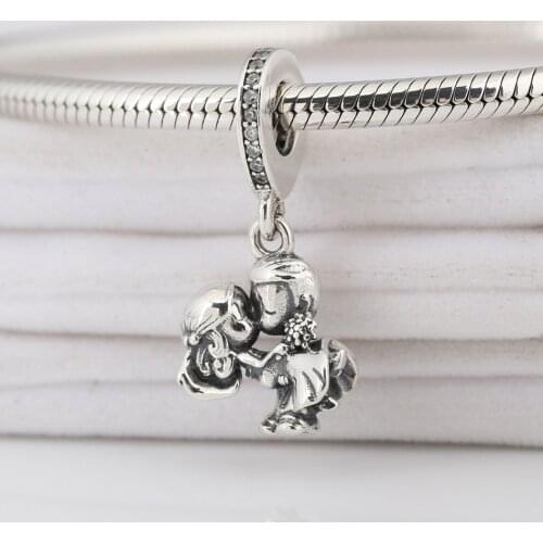 Authentic S925 Pendant Bead Married Couple Dangle Charm fit Lady Bracelet & Bangle DIY Jewelry