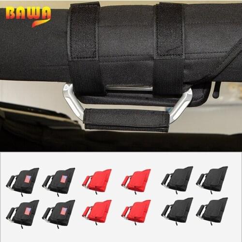 BAWA 4 pcs Weave Grab Handle Rope Strap Accessories for Jeep Wrangler CJ YJ TJ JK Jimny Interior Mouldings Accessories