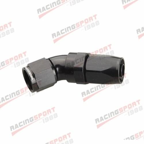 Uninterrupted Full Flow 45 Degree -8AN 8AN 8AN Swivel Hose End Aluminum Black