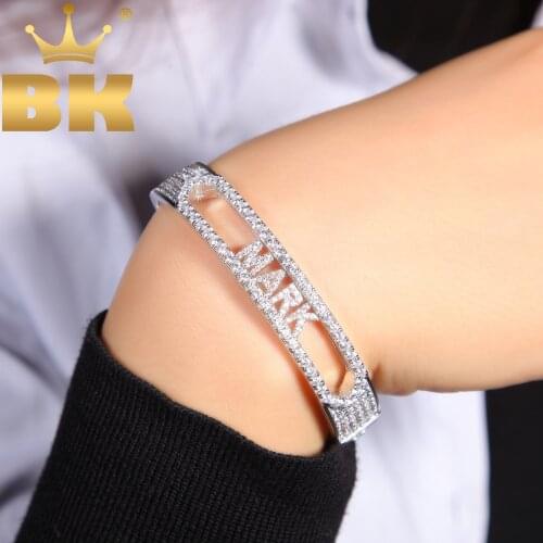 The Bling King 2021 New DIY Name Bracelet Female Jewelry Rose Gold 15days to Produce Gift Copper Jewelry Hidden Safety Clasp