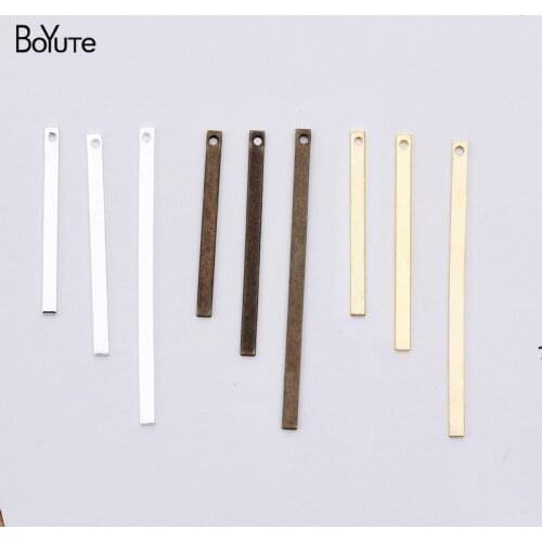 BoYuTe (100 Pieces/Lot) 30MM 40MM Length Metal Brass Square Stick with one Hole Diy Handmade Jewelry Making Materials