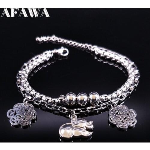 2021 Elephant Stainless Steel Bracelet for Women Bohemian Silver Color Charm Bracelets Jewelry Gift bijoux B17676B