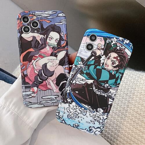 Japan Demon Slayer Phone Case for IPhone 12 11 Pro Max 7 8 Plus X XR XS Max SE Anime Kimetsu No Yaiba TPU Protective Cover Coque