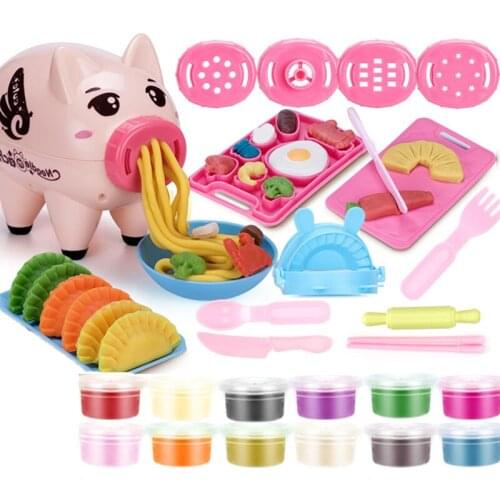 DIY Childrens Toys for Girls Kids Kitchen Pig Noodle Machine Kitchen Play Set Puzzle Baby Toys Kids Educational Toys
